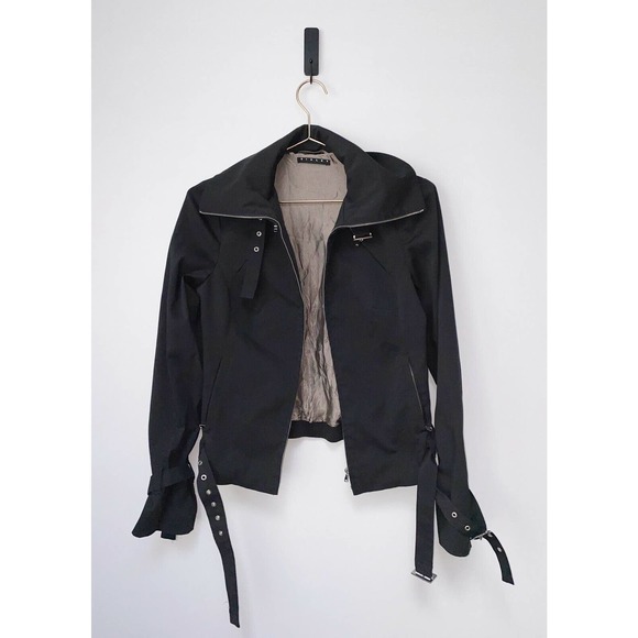 Sisley Jackets & Blazers - Sisley Black Zip up Jacket Buckle Detail EUR 38